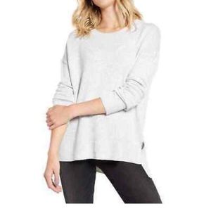 Chelsea 28 Womens High/Low Crewneck Sweater Cashmere Blend Medium Gray